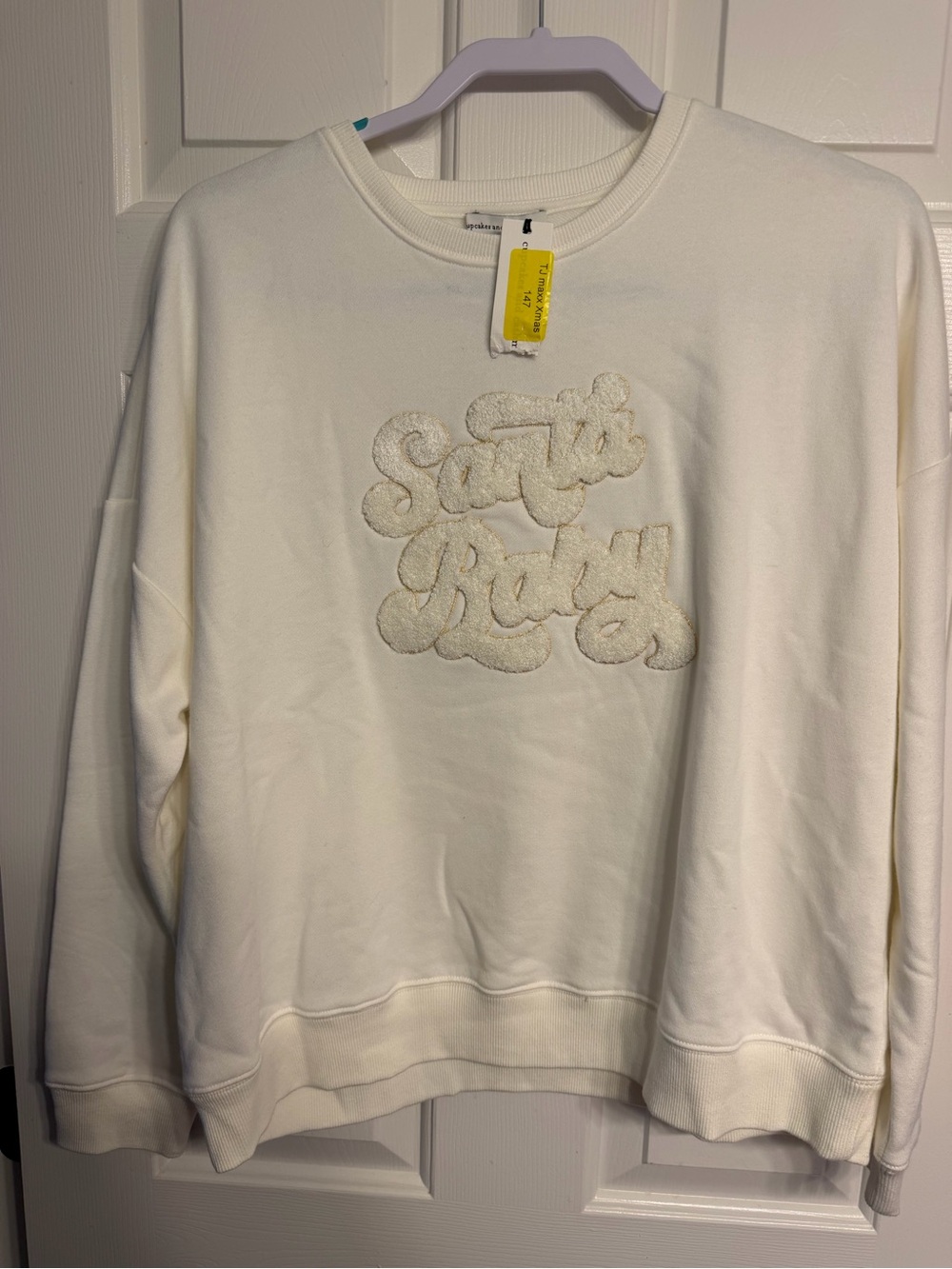 Cream Crewneck Sweatshirt with Santa Baby